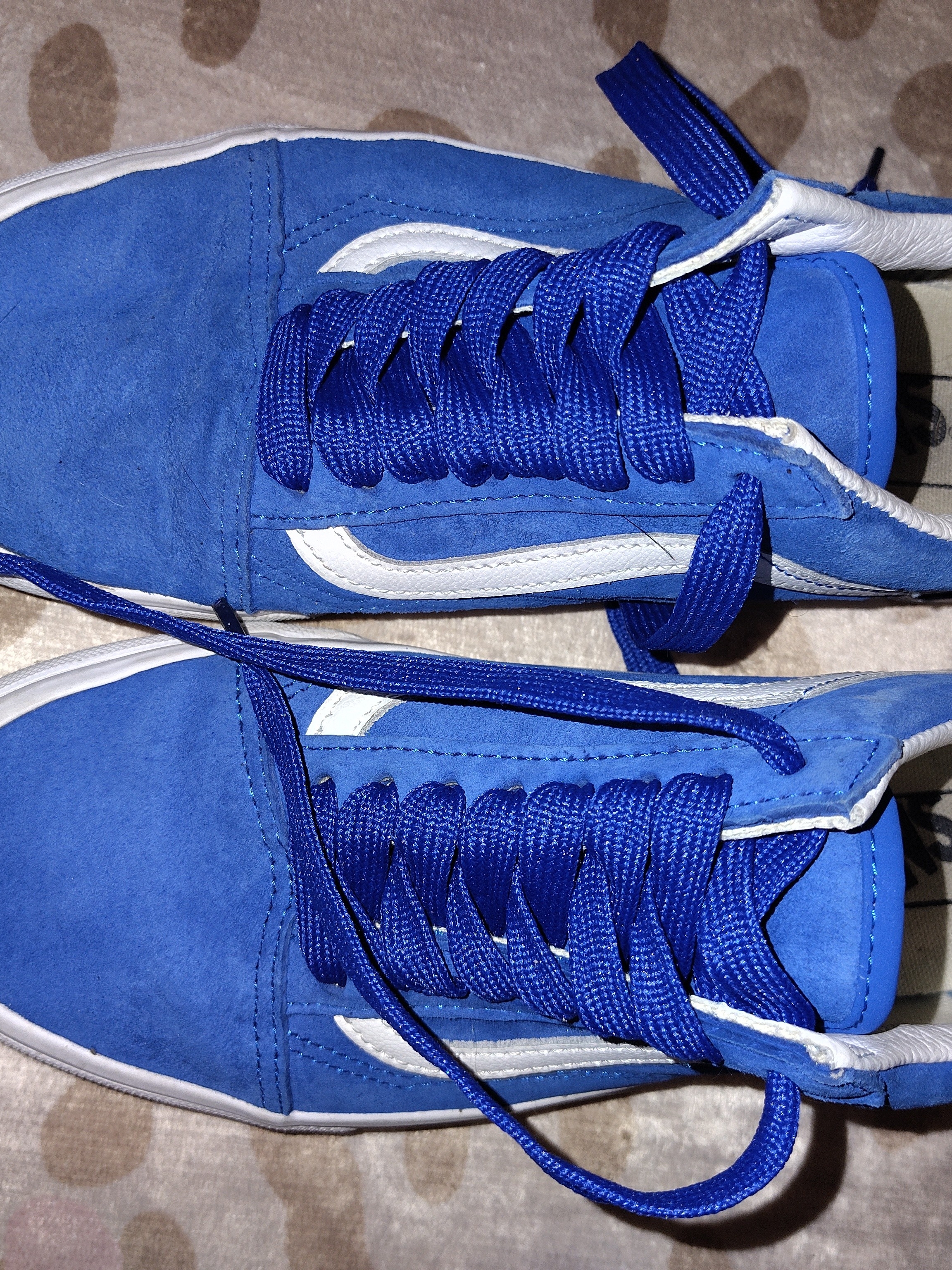 Vans Royal Blue Suede Low-Top Sneakers With White Stripe